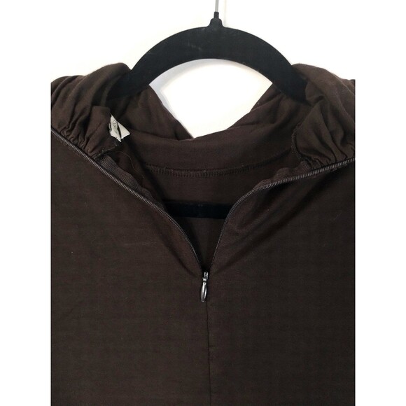 Casual Corner Turtleneck Women's L Long Sleeve Back Zip Stretch Basic Top Brown - Picture 6 of 8